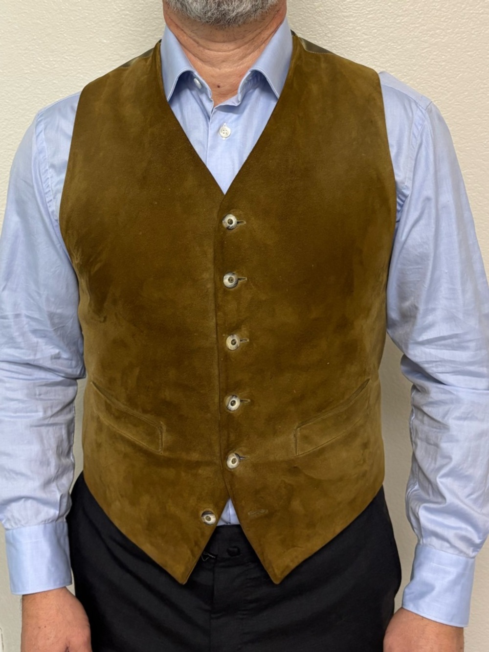 Suede Brown Men's Vest - Classic Button Front